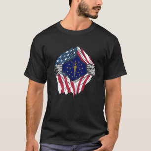 Indiana Statlig flagga American Blood Inside Me T Shirt