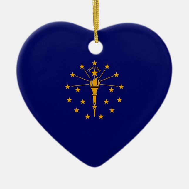 Indiana Statlig flagga Design Julgransprydnad Keramik (Framsidan)