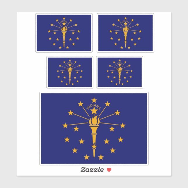 Indiana Statlig flagga Design Klistermärken (Ark)