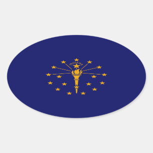 Indiana Statlig flagga Design Ovalt Klistermärke