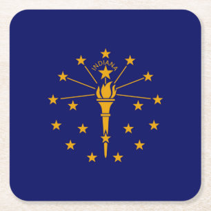 Indiana Statlig flagga Design Underlägg Papper Kvadrat