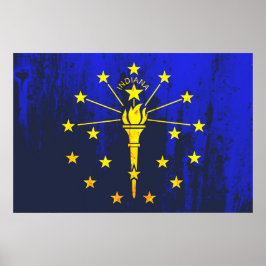 Indiana Statlig flagga Grunge Poster