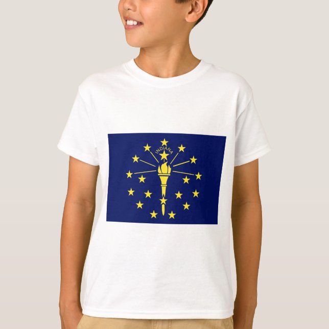 Indiana Statlig flagga i Blue & Guld T Shirt (Framsida)