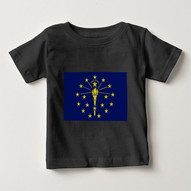 Indiana Statlig flagga i Blue & Guld Tee Shirt (Framsida)