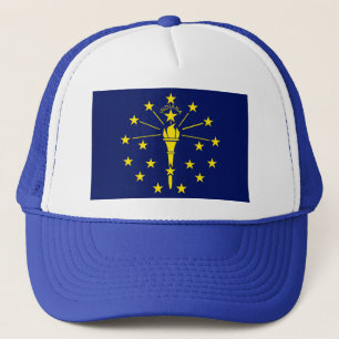Indiana Statlig flagga i Blue & Guld Torch & Stars Keps