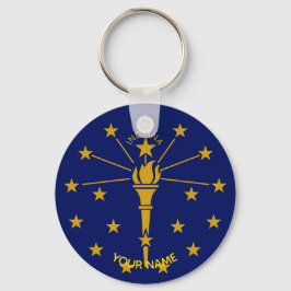 Indiana Statlig flagga Keychain ID-Märkre DITT NAM Nyckelring