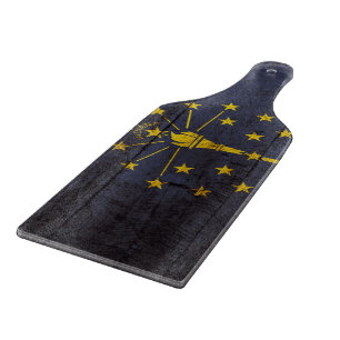 Indiana statlig flagga på gammalt Wood korn