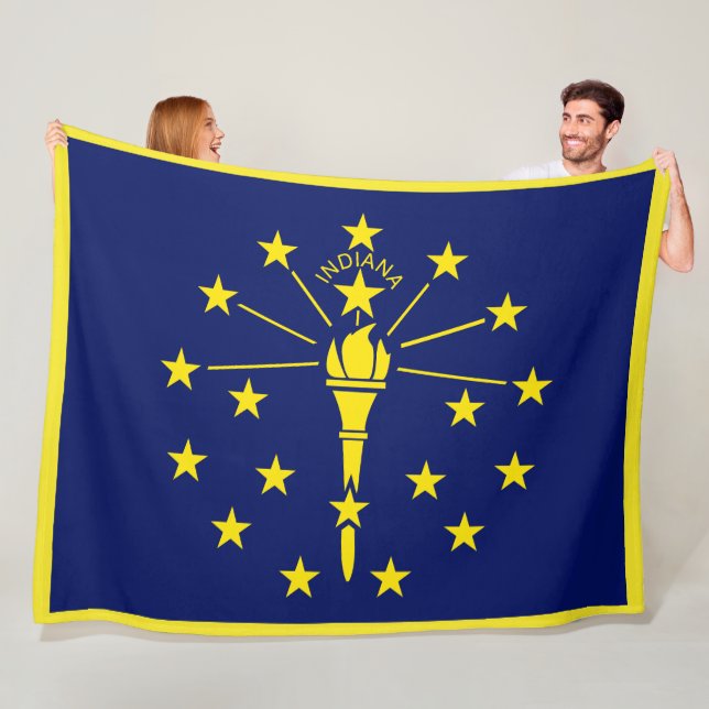 Indiana Statlig flagga Print Patriotc Fleecefilt (På plats)
