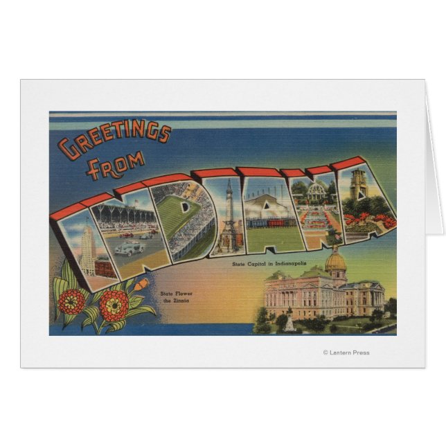 Indiana (statligt kapital/blomma) hälsningskort (Framsidan Horizontal)