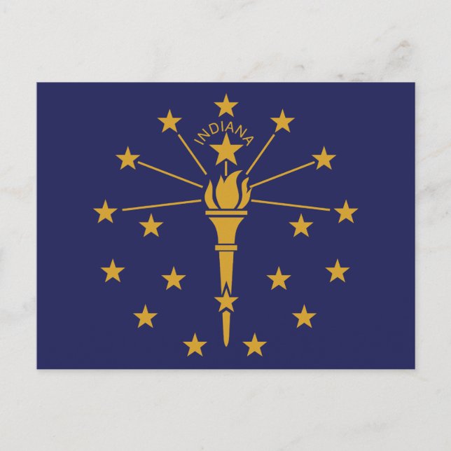 Indiana Statsflagga Hoosier State Fackla 19 Stjärn Vykort (Framsida)