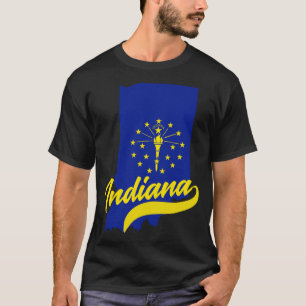 Indiana Statskarta Och Flagga T Shirt