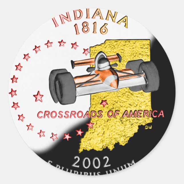 Indiana Sticker Runt Klistermärke (Framsida)
