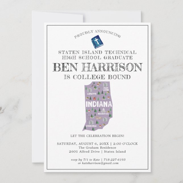 Indiana | Studentfest för sammanslagning av kolleg Inbjudningar (Framsida)