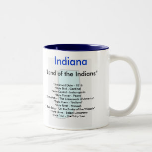 Indiana symboler & karta Två-Tonad mugg