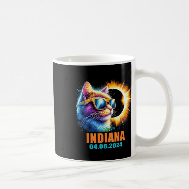 Indiana Total Solar Eclipse 2024 Cat Solar Eclipse Kaffemugg (Höger)