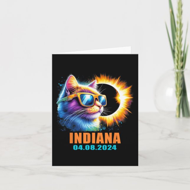 Indiana Total Solar Eclipse 2024 Cat Solar Eclipse Kort (Framsida)