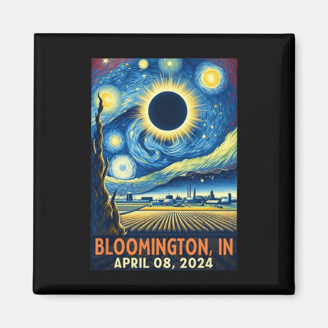 Indiana Total Solar Eclipse 2024 Starry Night Magnet (Framsidan)