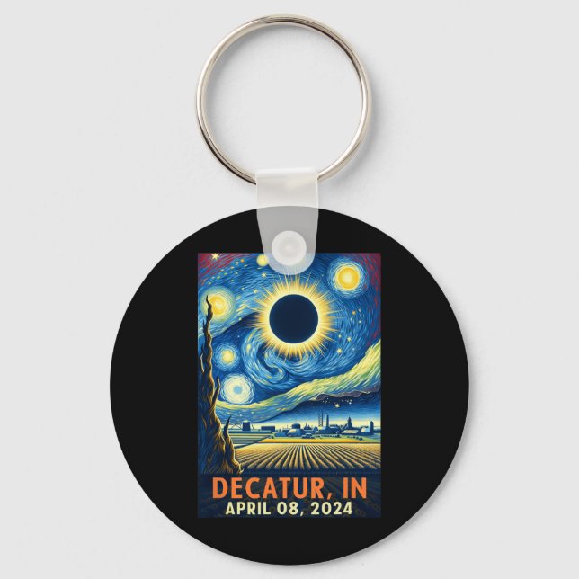 Indiana Total Solar Eclipse 2024 Starry Night Nyckelring (Framsida)