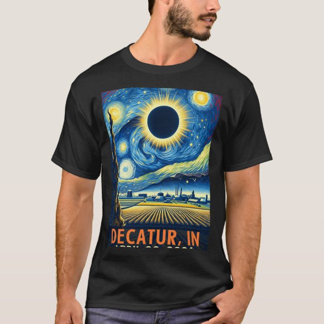 Indiana Total Solar Eclipse 2024 Starry Night T Shirt (Framsida)
