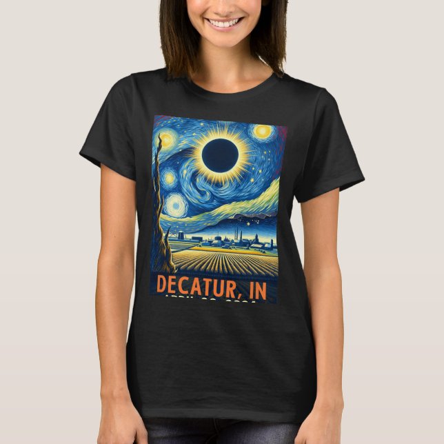 Indiana Total Solar Eclipse 2024 Starry Night T Shirt (Framsida)