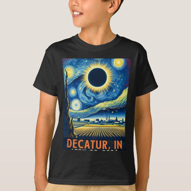 Indiana Total Solar Eclipse 2024 Starry Night T Shirt (Framsida)