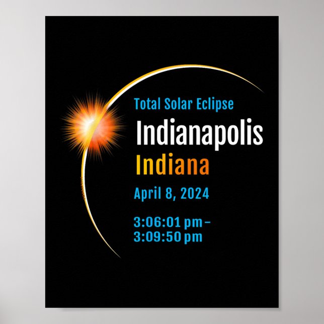 Indiana totalt i Solar Eclipse 2024 1 Poster (Framsidan)