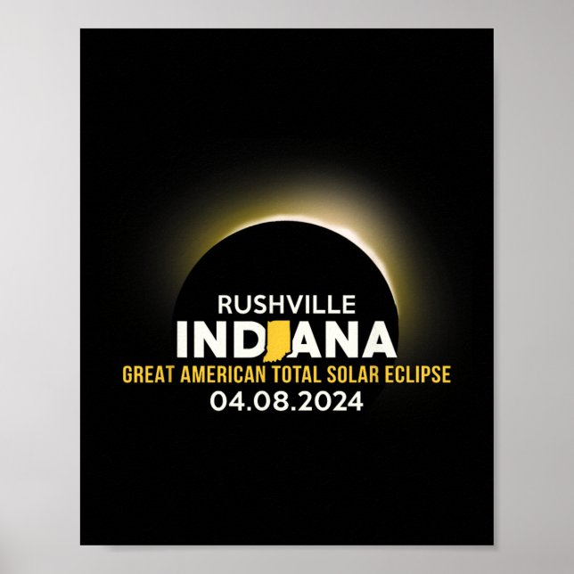 Indiana totalt i Solar Eclipse 2024 Poster (Framsidan)