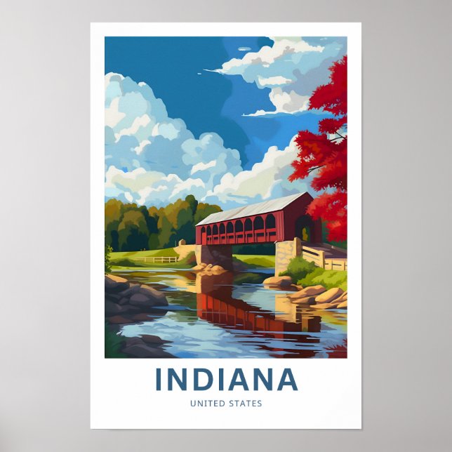 Indiana United Stater Travel Print Poster (Framsidan)