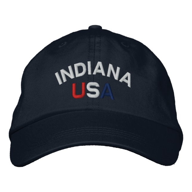 Indiana USA Embroiderade Navy Hat Broderad Keps (Framsida)