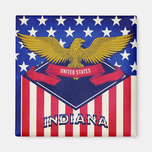 Indiana USA flagga Magnet (Framsidan)