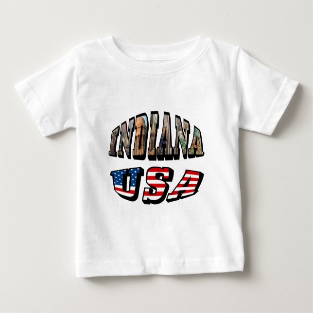 Indiana USA flagga & State Photo Text T-shirt (Framsida)