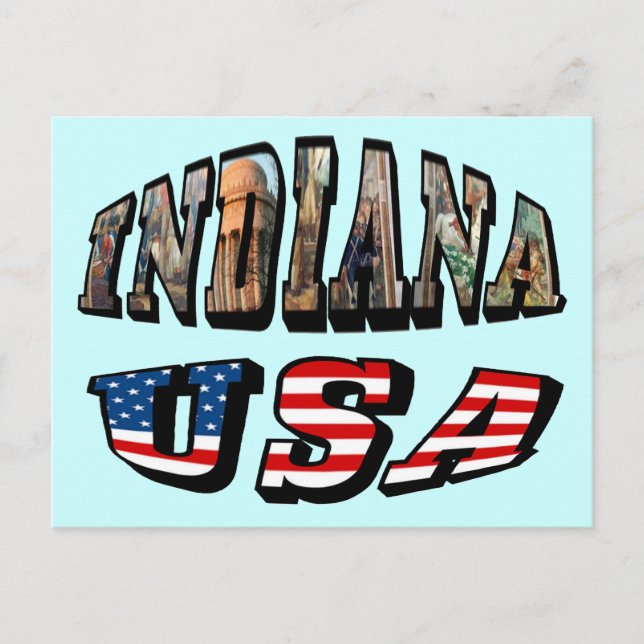 Indiana USA flagga & State Photo Text Vykort (Framsida)