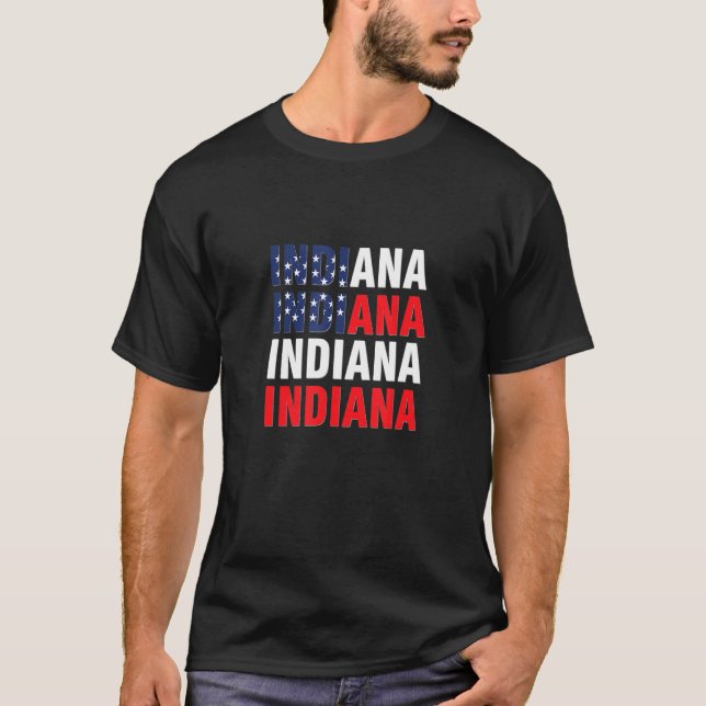 Indiana USA flagga T Shirt (Framsida)