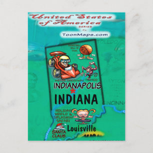 Indiana USA-kort Vykort