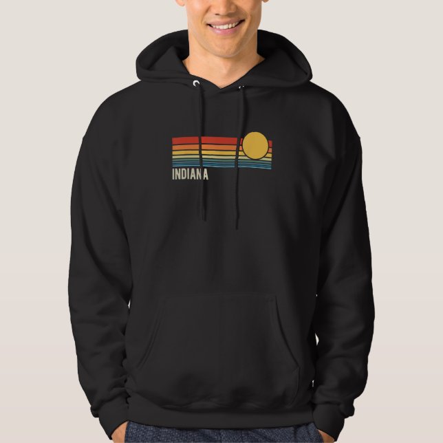 Indiana USA Retro Sunset Stil Design Hoodie (Framsida)
