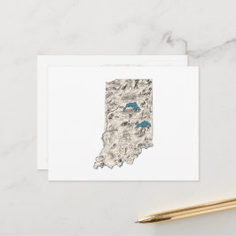 Indiana Vintage Bild Karta Antique State Diagram Vykort