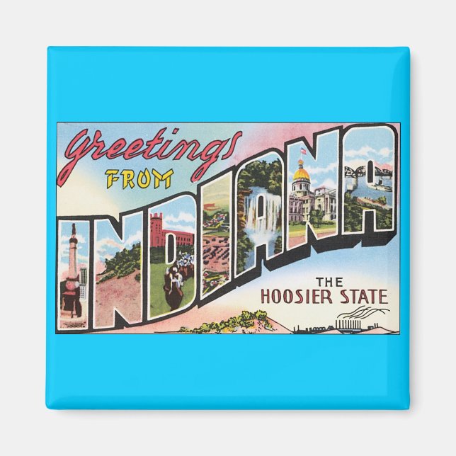 Indiana - Vintage Postacard Design Magnet (Framsidan)