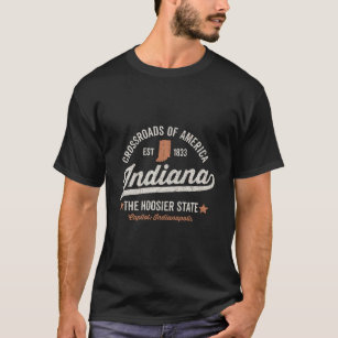 Indiana Vintage Sports Design Hoosier State Mörk R T Shirt