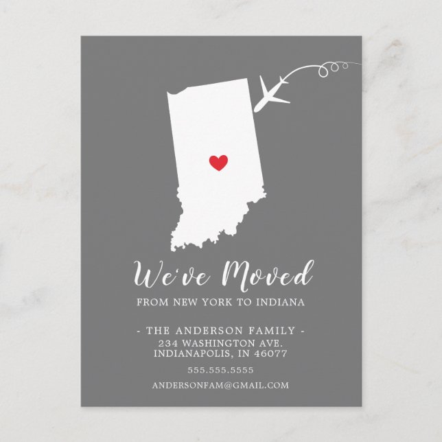 INDIANA-vykort för flytta-meddelande Vykort (Framsida)