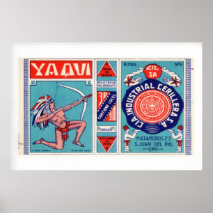 Indianamerikansk bågskytt Båge Pil Vintage tändsti Poster