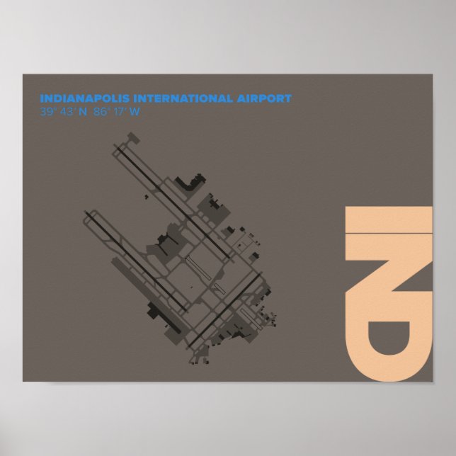 Indianapolis Airport (IND) Diagram Poster (Framsidan)