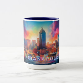 Indianapolis Artsy Skyline Två-Tonad Mugg