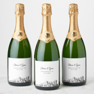 Indianapolis Bröllop Champagne-etikett