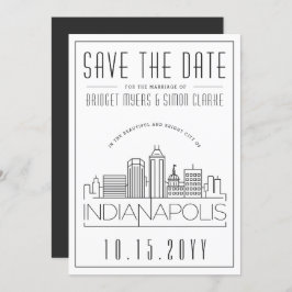Indianapolis Bröllop Skyline Spara datumet Inbjudningar