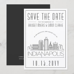 Indianapolis Bröllop Skyline Spara datumet Inbjudningar