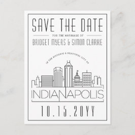 Indianapolis Bröllop Skyline Spara datumet Vykort