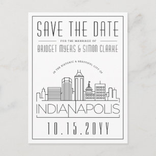 Indianapolis Bröllop Skyline Spara datumet Vykort