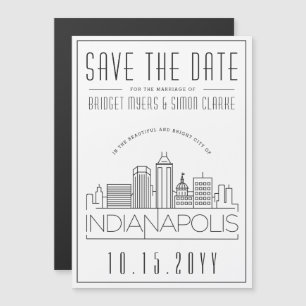 Indianapolis Bröllop Stilized Spara datum Magnetisk Inbjudningskort