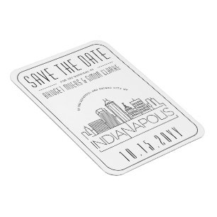 Indianapolis Bröllop Stylized City Spara datumet Magnet