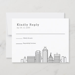 Indianapolis Bröllop Stylized Skyline OSA Kort